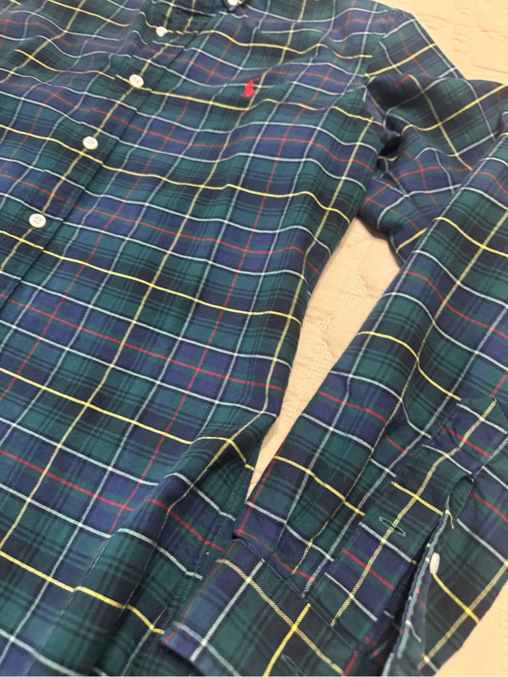 Polo by Ralph Lauren Green Plaid Button-Down Classic Vintage Shirt Small - Picture 2 of 7